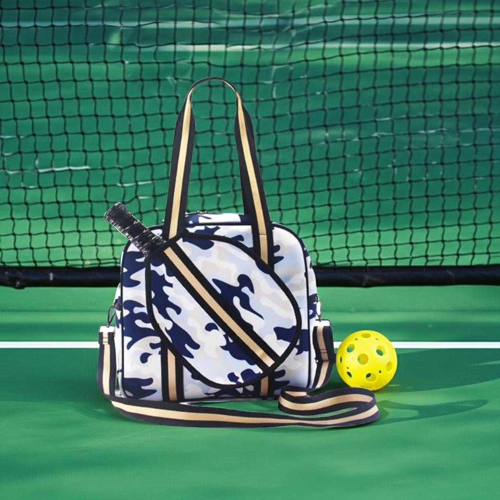 "Blue Splinter" Blue Camo Pickleball Sports Bag (Free Personalization) | Medium Size Court Bag