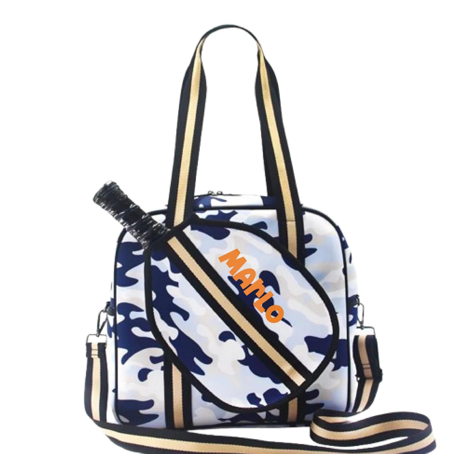 "Blue Splinter" Blue Camo Pickleball Sports Bag (Free Personalization) | Medium Size Court Bag