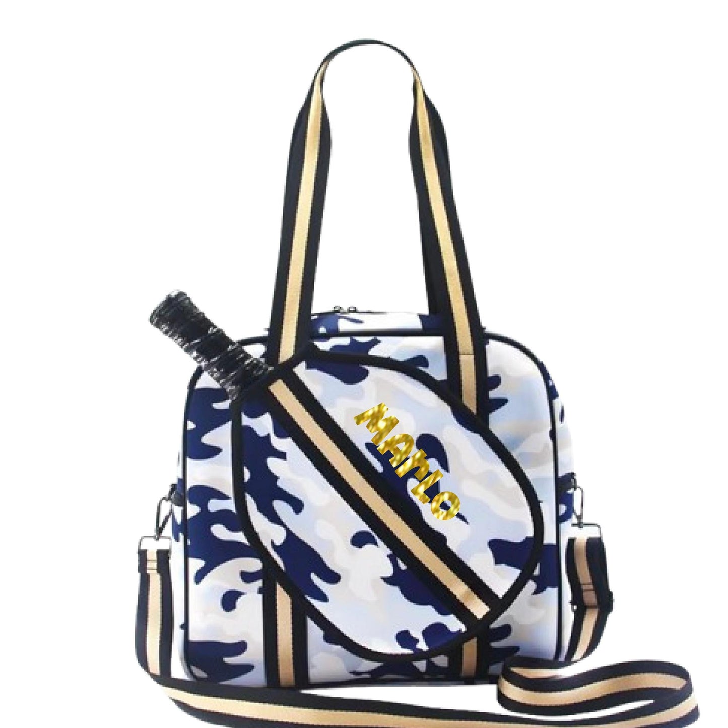 "Blue Splinter" Blue Camo Pickleball Sports Bag (Free Personalization) | Medium Size Court Bag