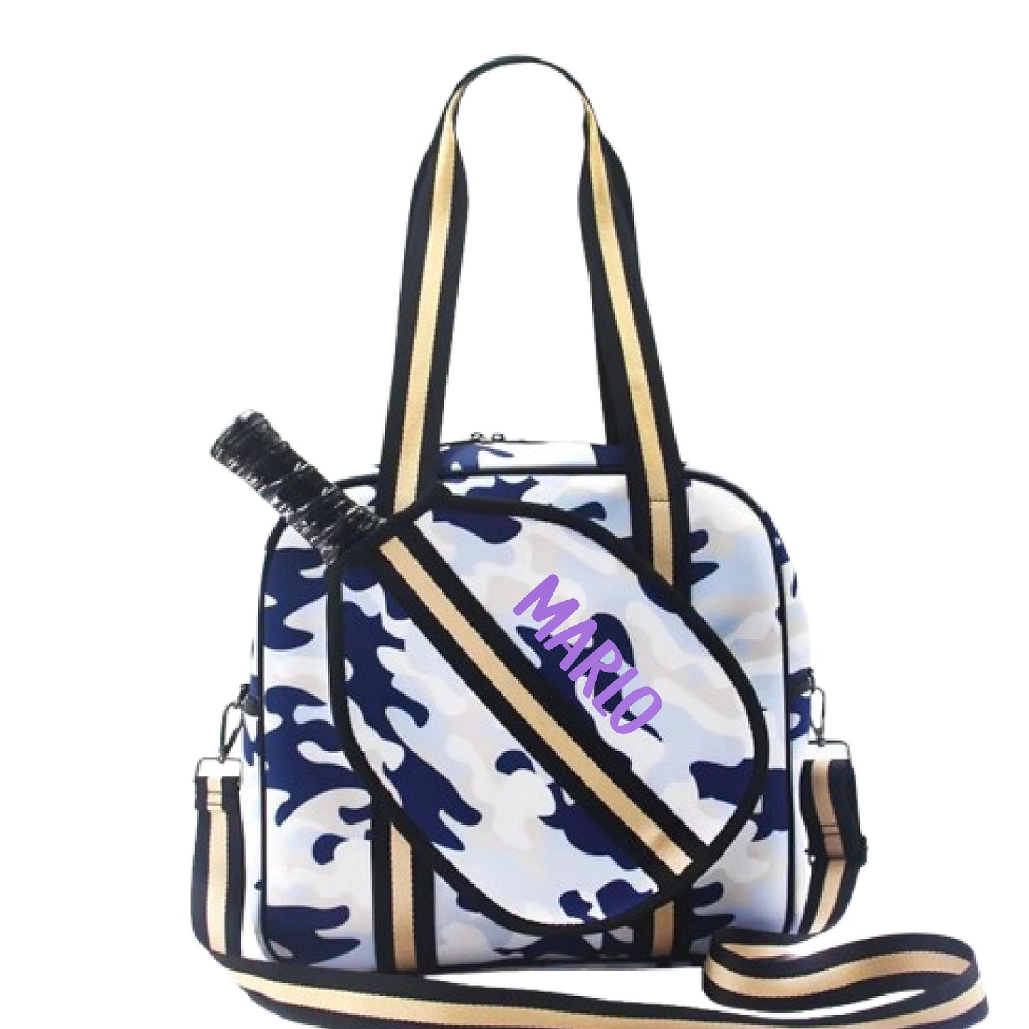 "Blue Splinter" Blue Camo Pickleball Sports Bag (Free Personalization) | Medium Size Court Bag