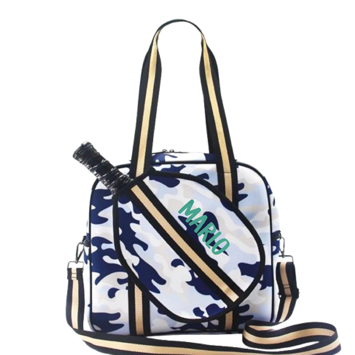 "Blue Splinter" Blue Camo Pickleball Sports Bag (Free Personalization) | Medium Size Court Bag