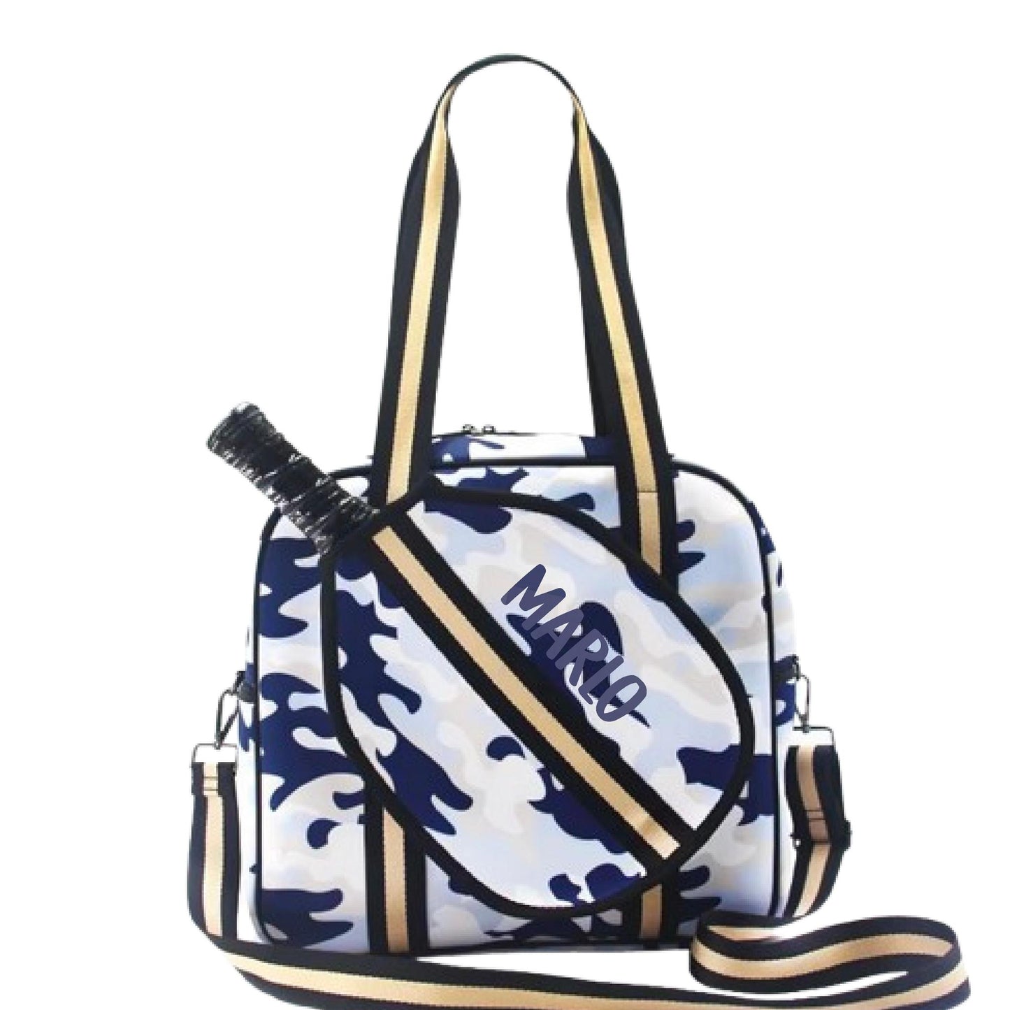 "Blue Splinter" Blue Camo Pickleball Sports Bag (Free Personalization) | Medium Size Court Bag