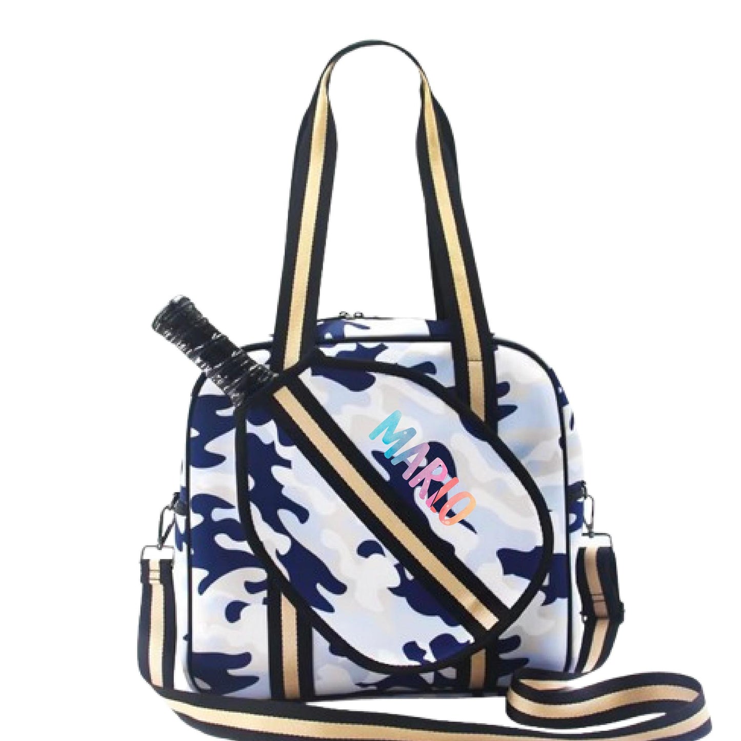 "Blue Splinter" Blue Camo Pickleball Sports Bag (Free Personalization) | Medium Size Court Bag