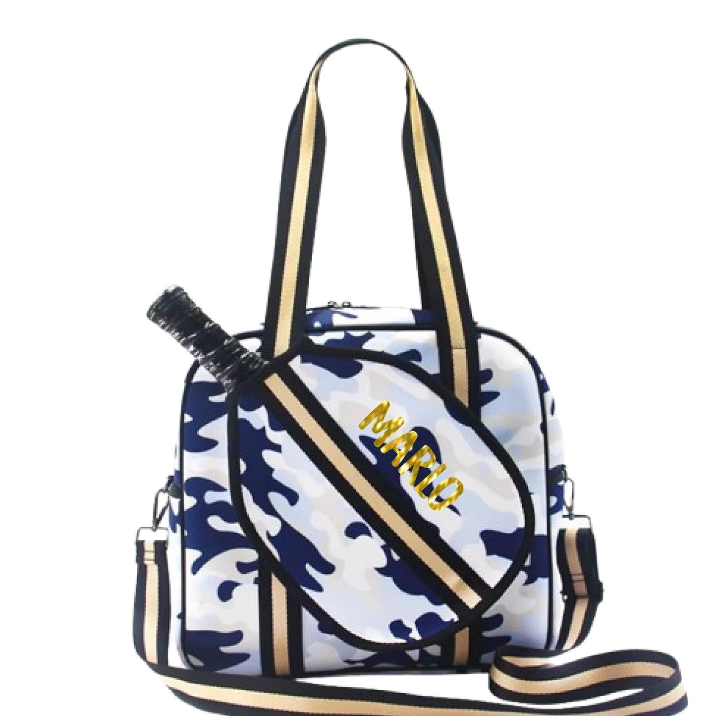 "Blue Splinter" Blue Camo Pickleball Sports Bag (Free Personalization) | Medium Size Court Bag