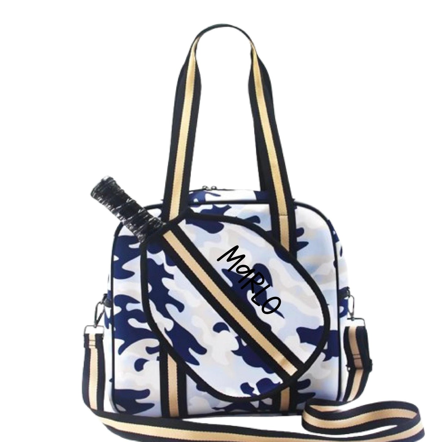 "Blue Splinter" Blue Camo Pickleball Sports Bag (Free Personalization) | Medium Size Court Bag
