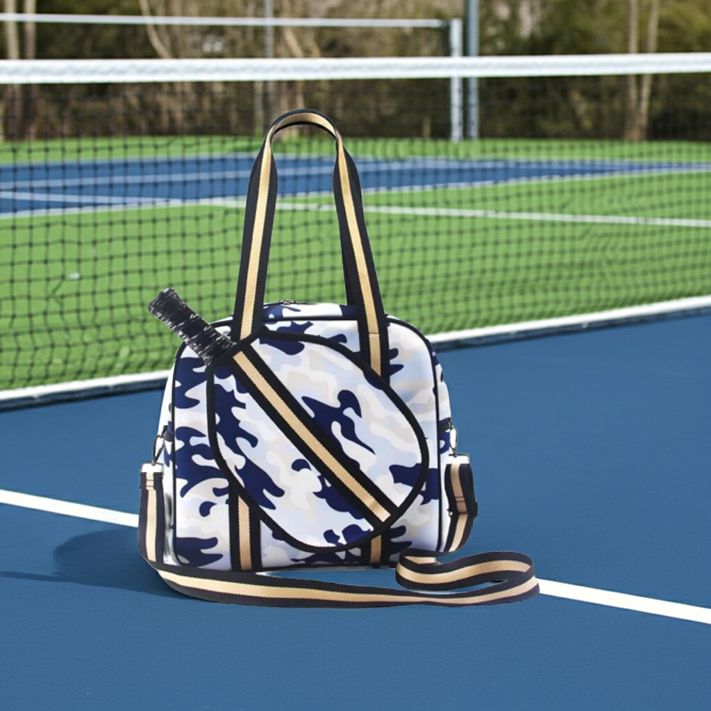 "Blue Splinter" Blue Camo Pickleball Sports Bag (Free Personalization) | Medium Size Court Bag