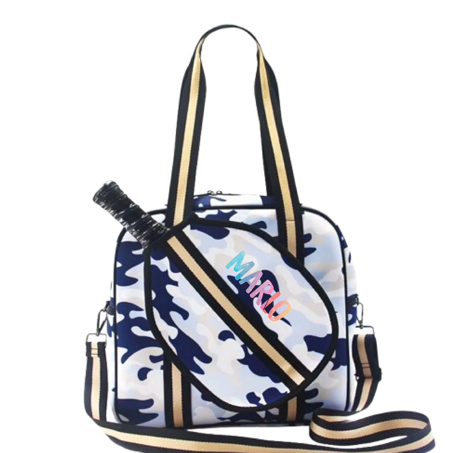 "Blue Splinter" Blue Camo Pickleball Sports Bag (Free Customization) | Medium Size Court Bag