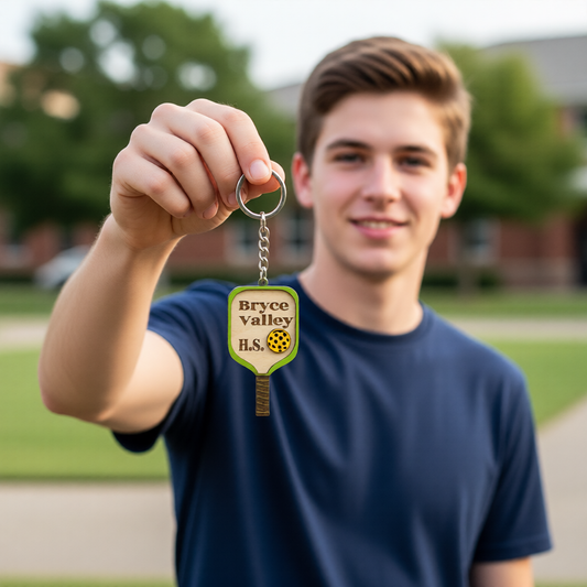 Set of 10 Bryce Valley Custom Pickleball Paddle Keychain, Personalized Balsa Wood Keychain, Pickleball Player Gift, Pickleball Team Gift, Paddle Bag Charm