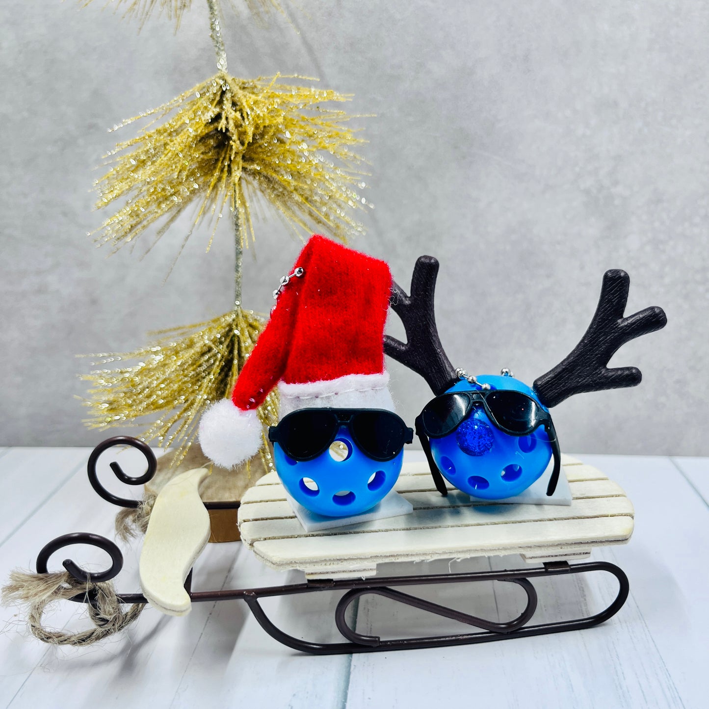 Santa & Reindeer Pickleball Ornaments | Pickleball Christmas Gifts And Decor