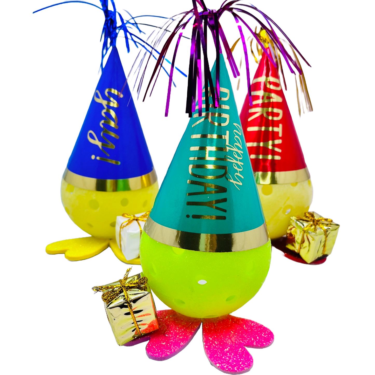 Celebration Pickleball Cake And Cupcake Toppers (Full Size Pickleballs) | Fun Pickleball Gifts