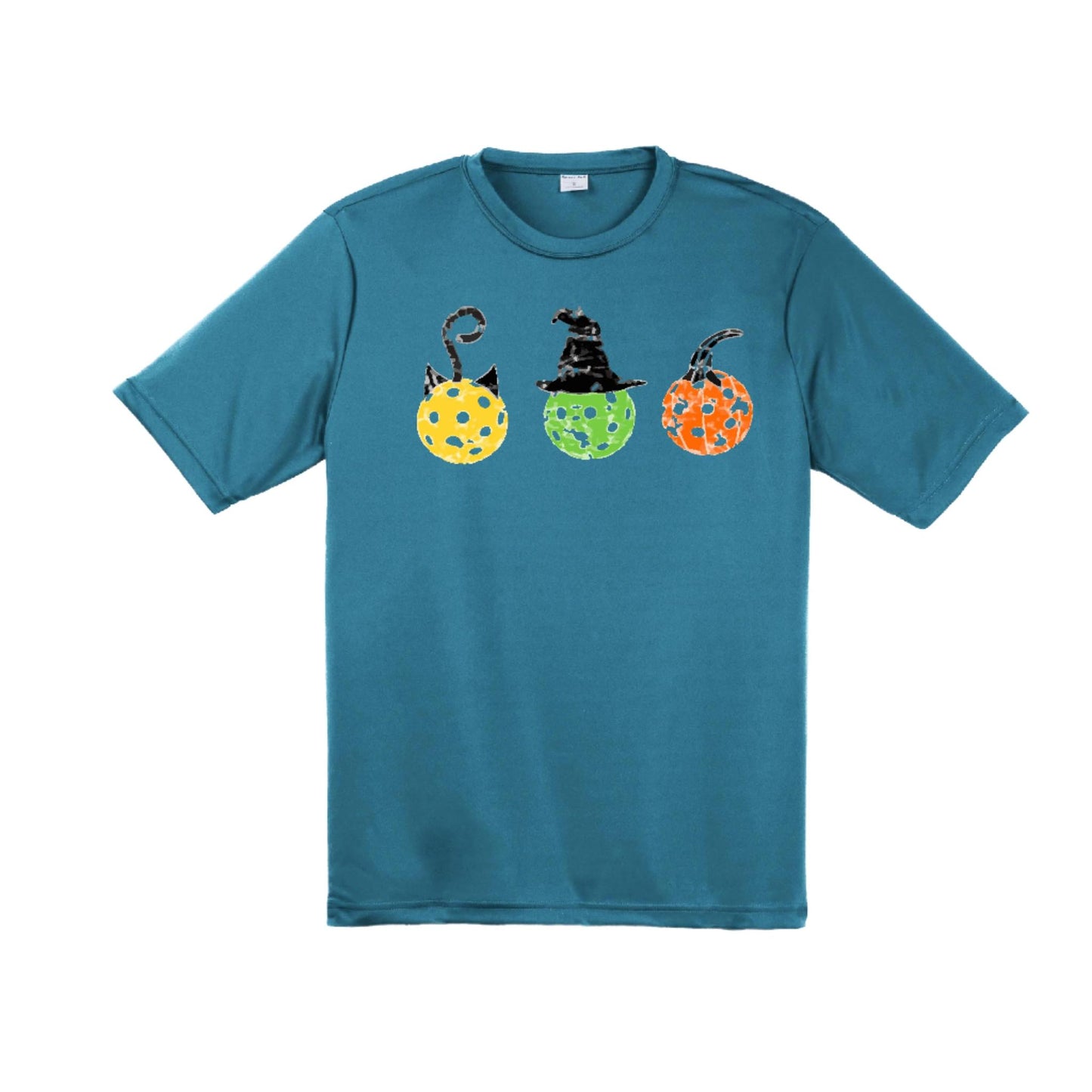 Cat Witch Pumpkin | Men's Short Sleeve Athletic Performance T-Shirt | 100% Polyester