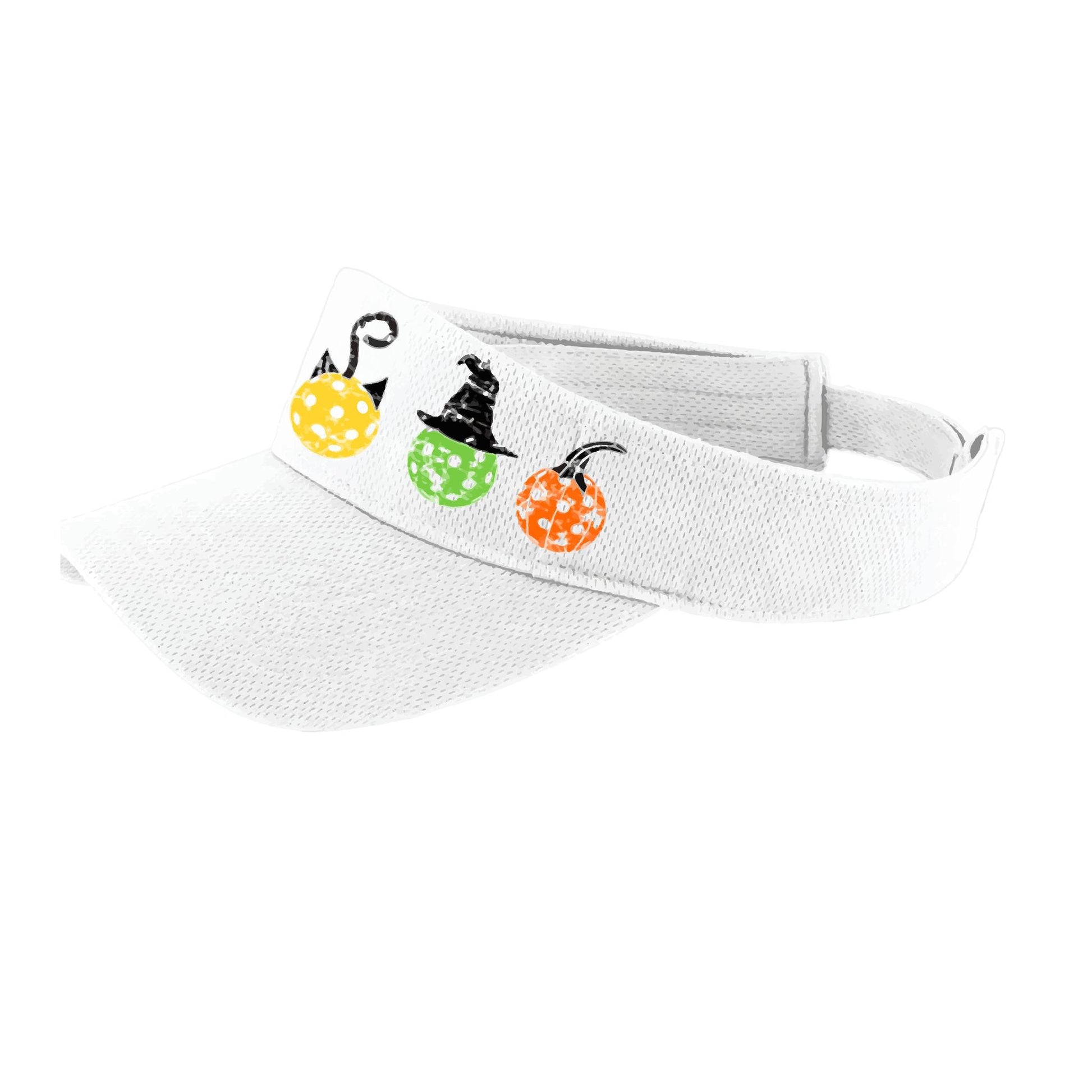 Cat Witch Pumpkin | Pickleball Visors | Moisture Wicking 100% Polyester