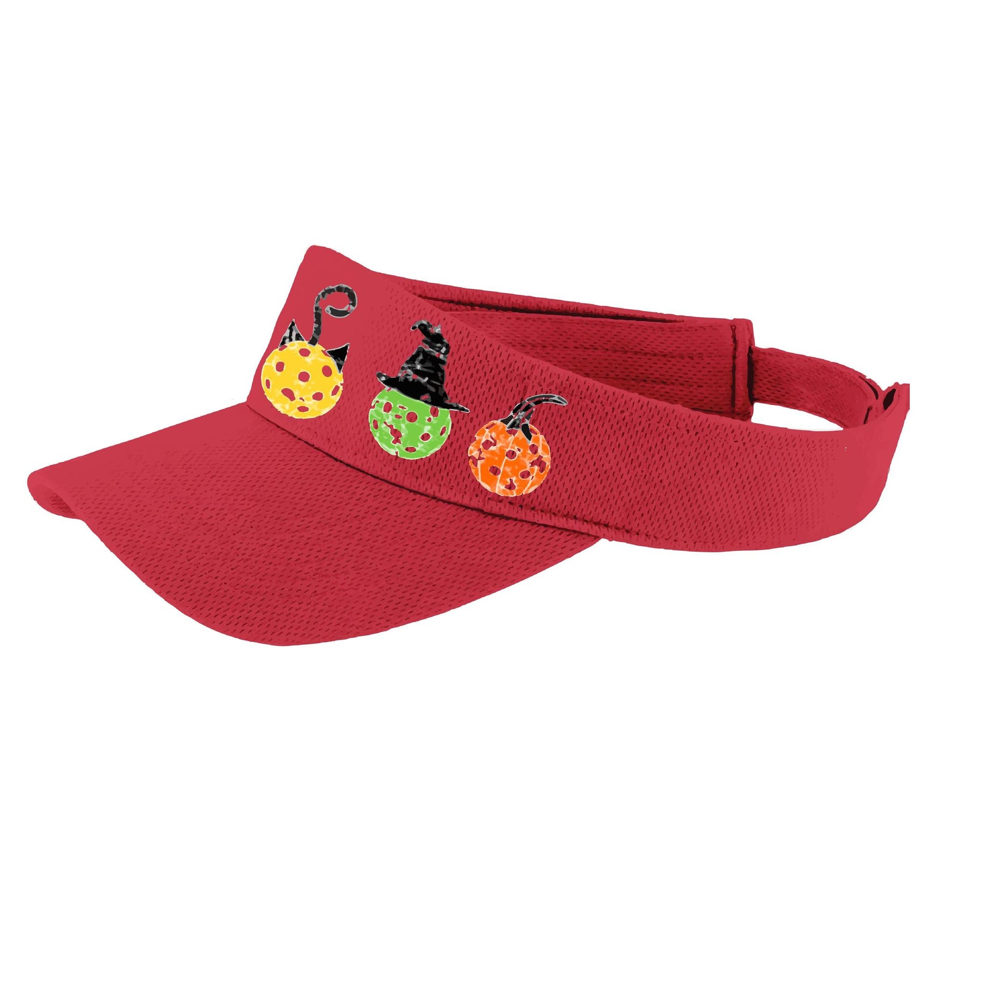 Cat Witch Pumpkin | Pickleball Visors | Moisture Wicking 100% Polyester