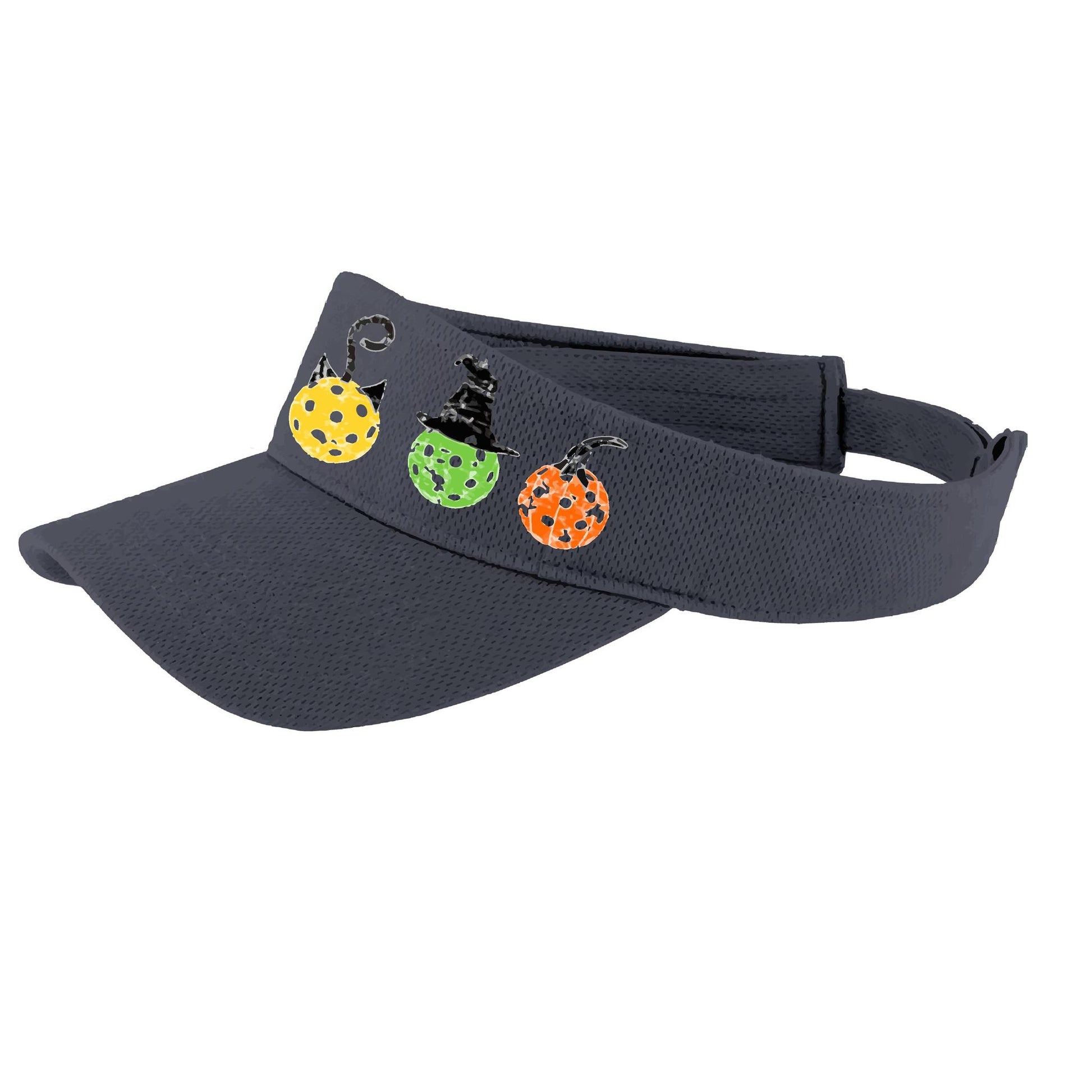 Cat Witch Pumpkin | Pickleball Visors | Moisture Wicking 100% Polyester