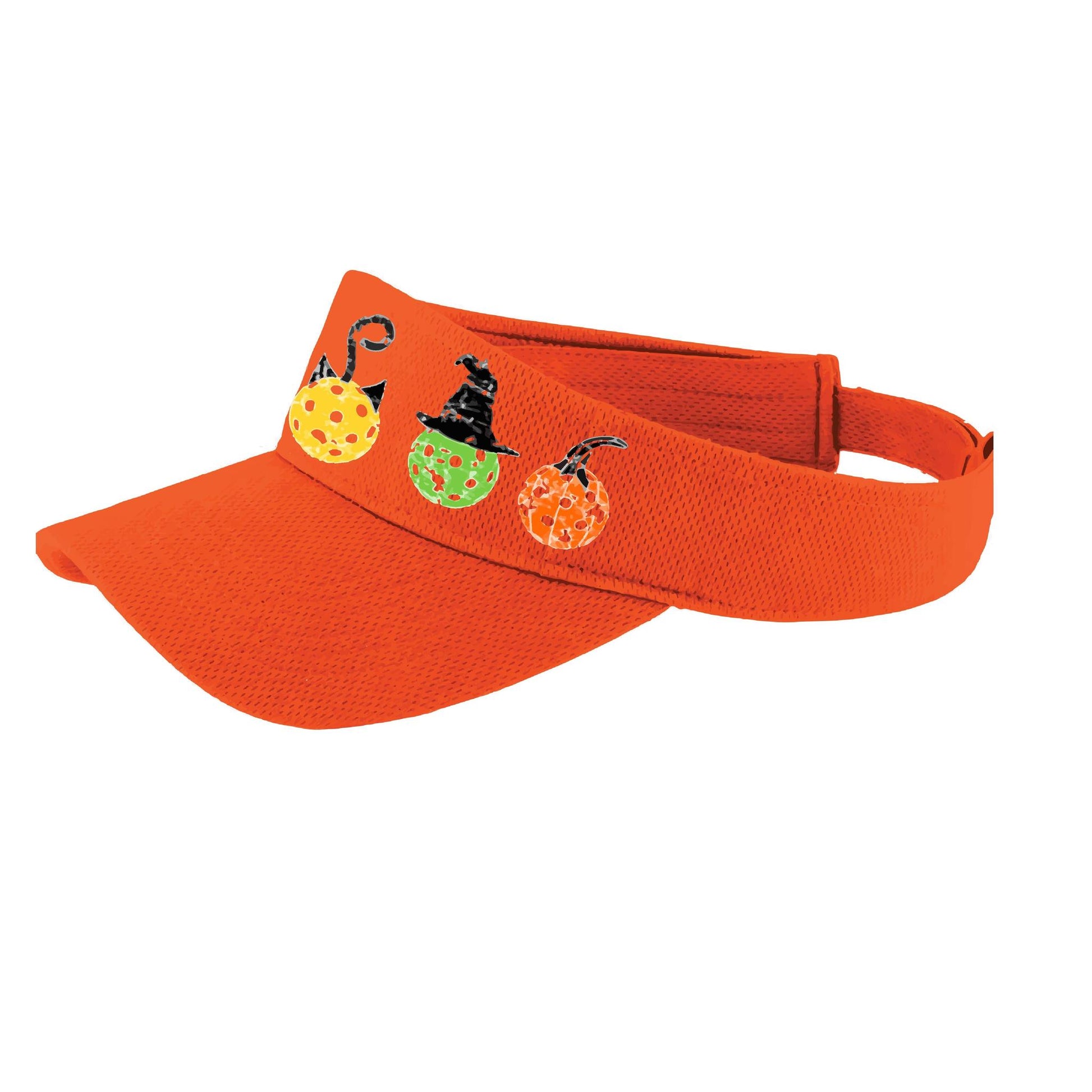 Cat Witch Pumpkin | Pickleball Visors | Moisture Wicking 100% Polyester
