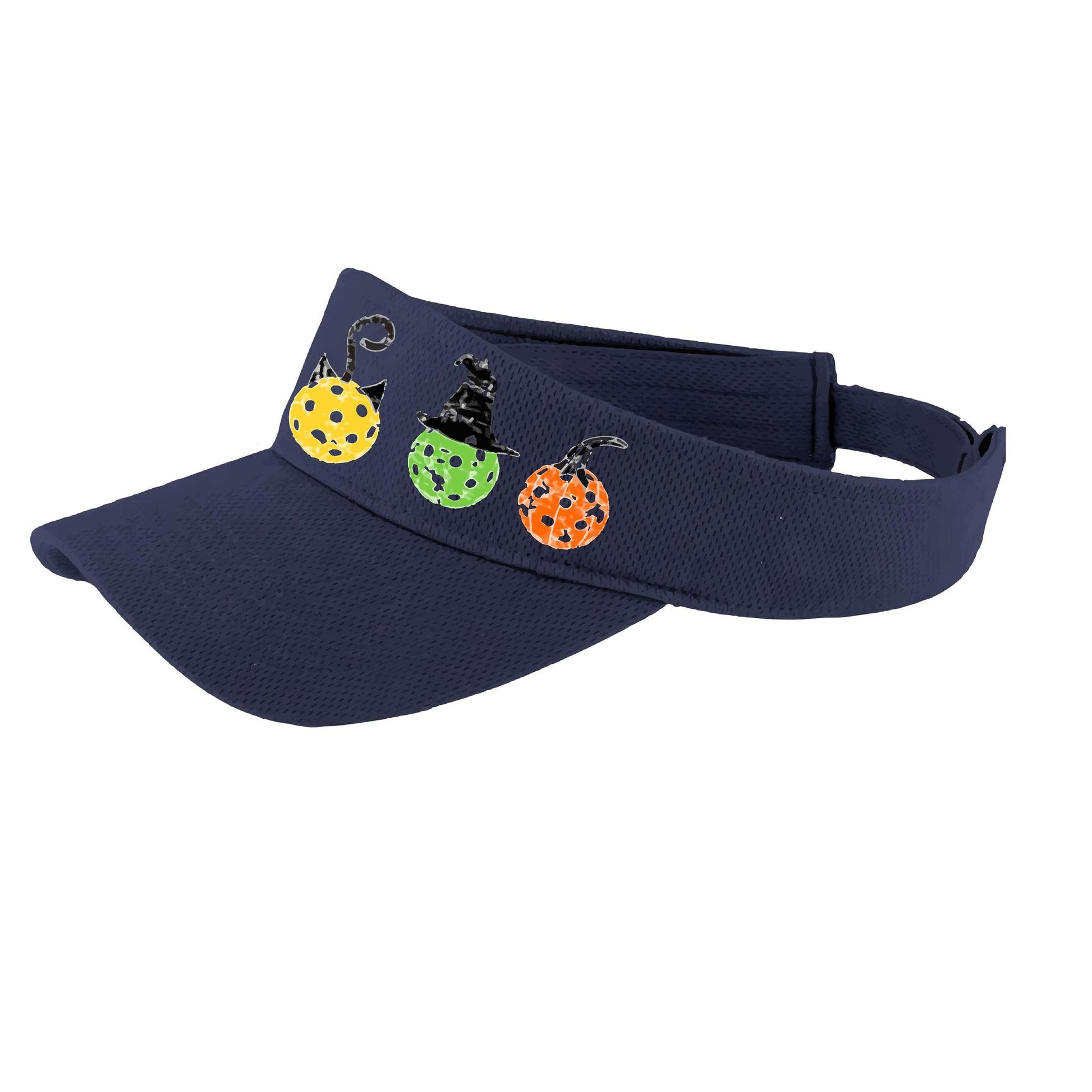 Cat Witch Pumpkin | Pickleball Visors | Moisture Wicking 100% Polyester