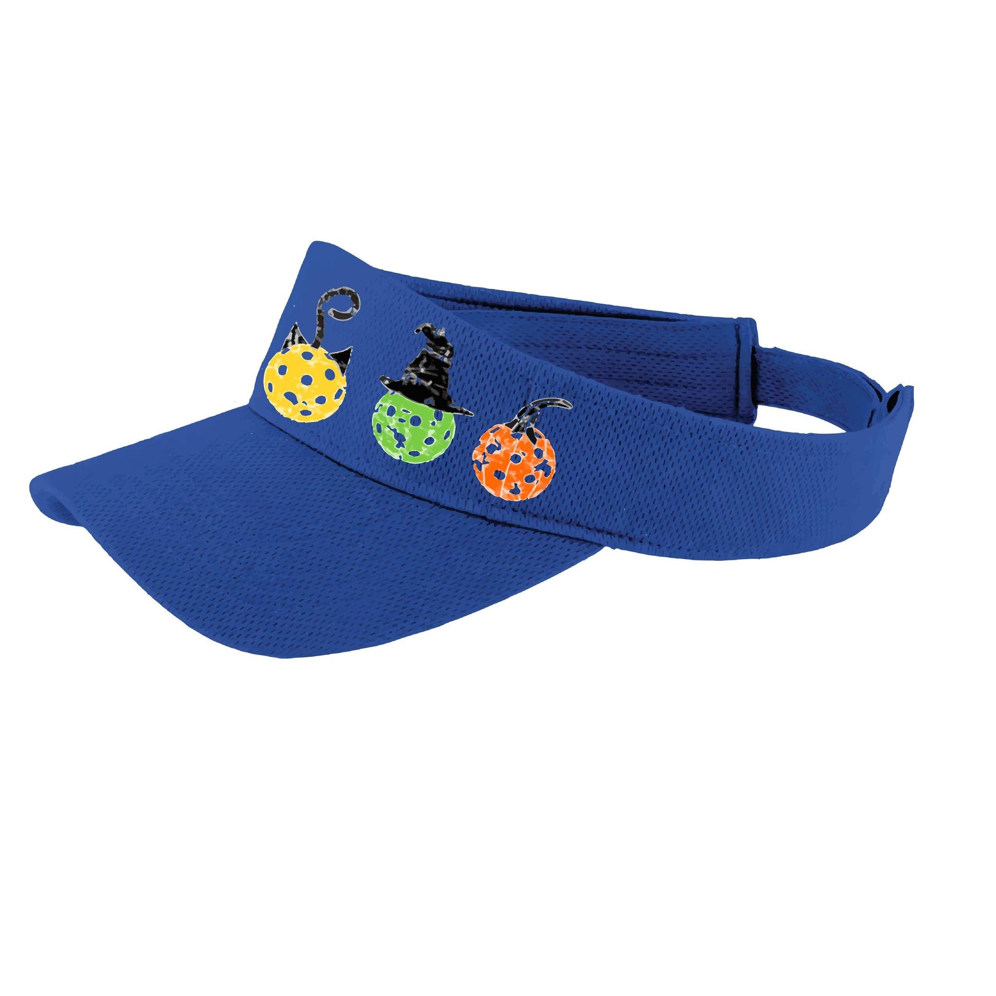 Cat Witch Pumpkin | Pickleball Visors | Moisture Wicking 100% Polyester