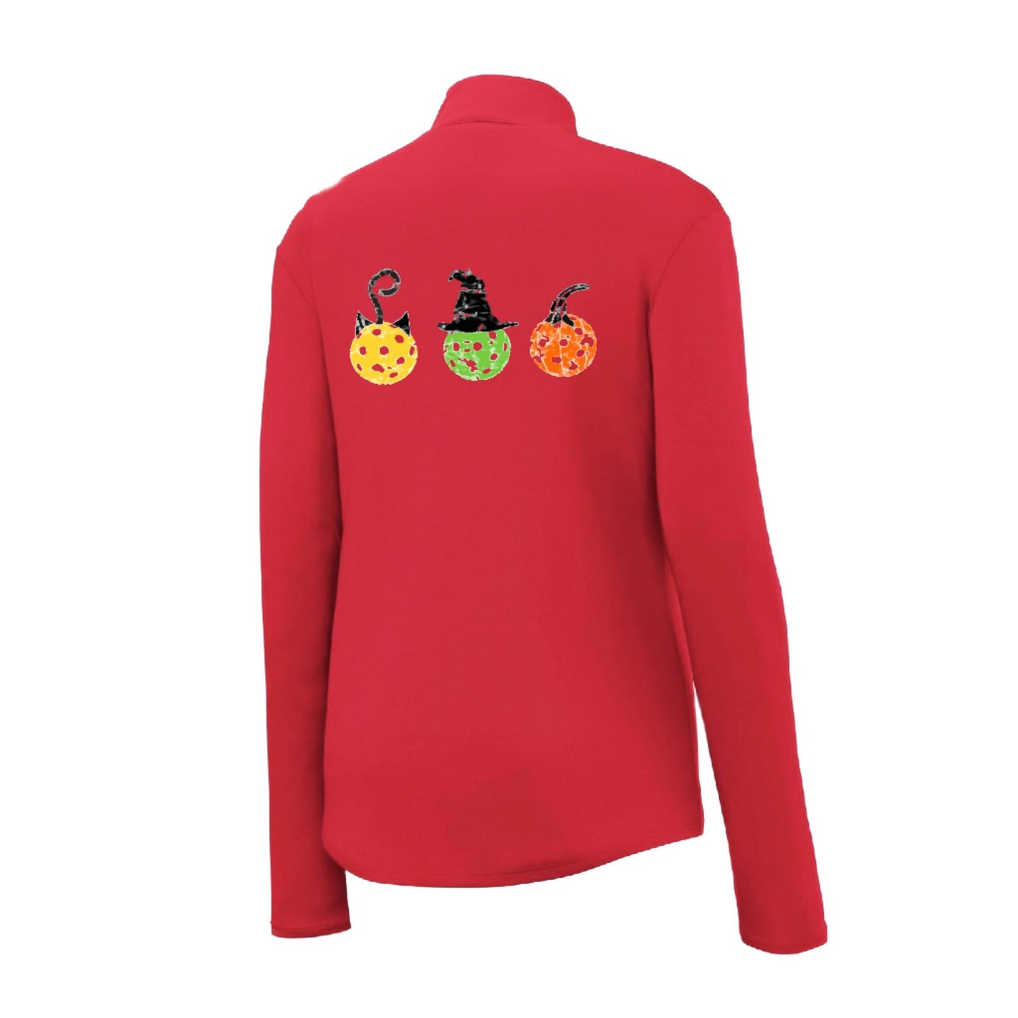 Cat Witch Pumpkin | Women's 1/4 Zip Pickleball Performance Pullover Shirt | 100% Polyester