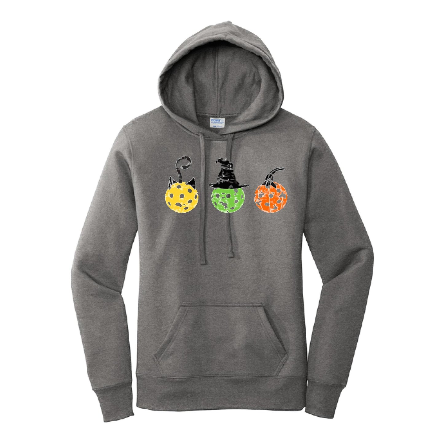 Cat Witch Pumpkin | Women’s Fitted Hoodie Pickleball Sweatshirt | 50% Cotton 50% Poly Fleece