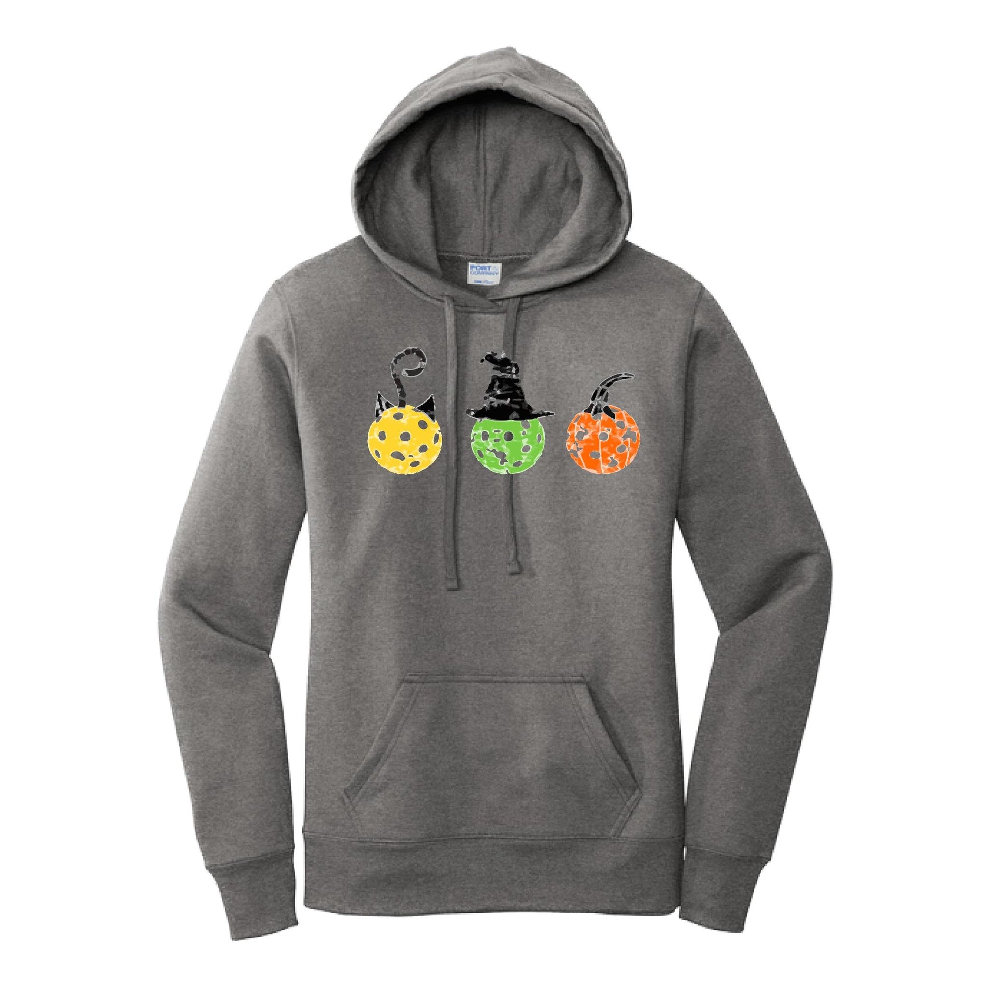 Cat Witch Pumpkin | Women’s Fitted Hoodie Pickleball Sweatshirt | 50% Cotton 50% Poly Fleece