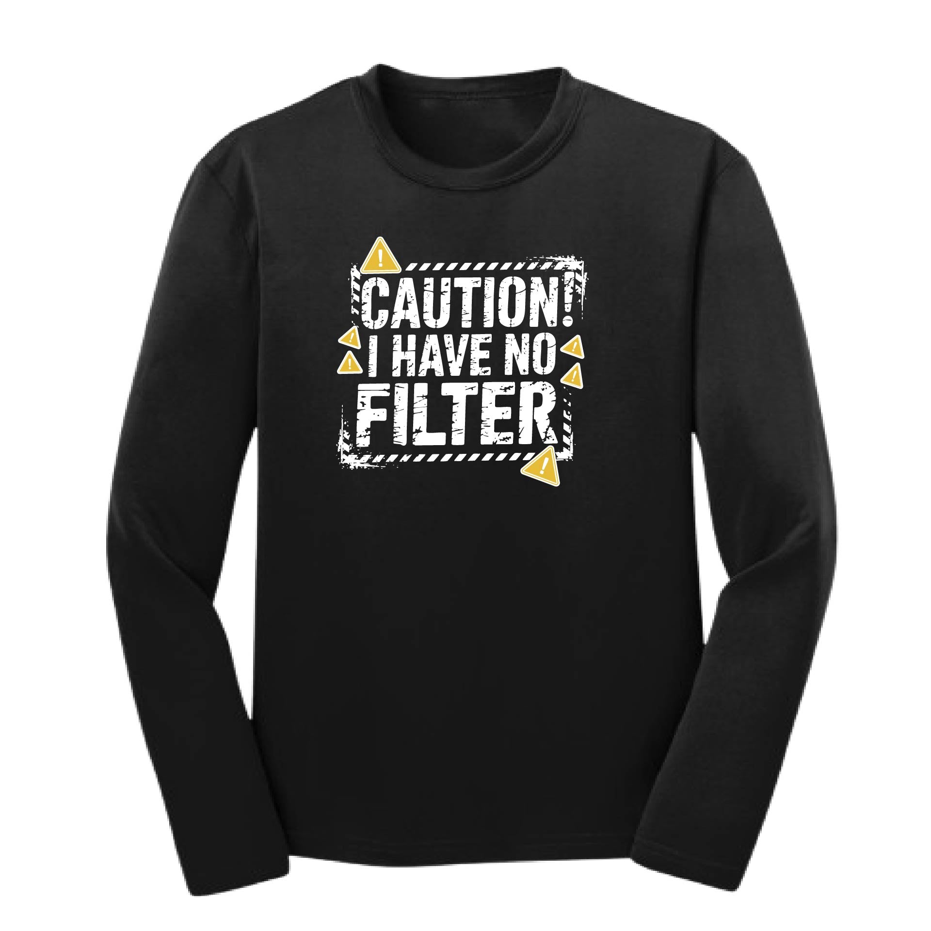 Caution - I Have No Filter | Youth Long Sleeve Performance T-Shirts | 100% Polyester