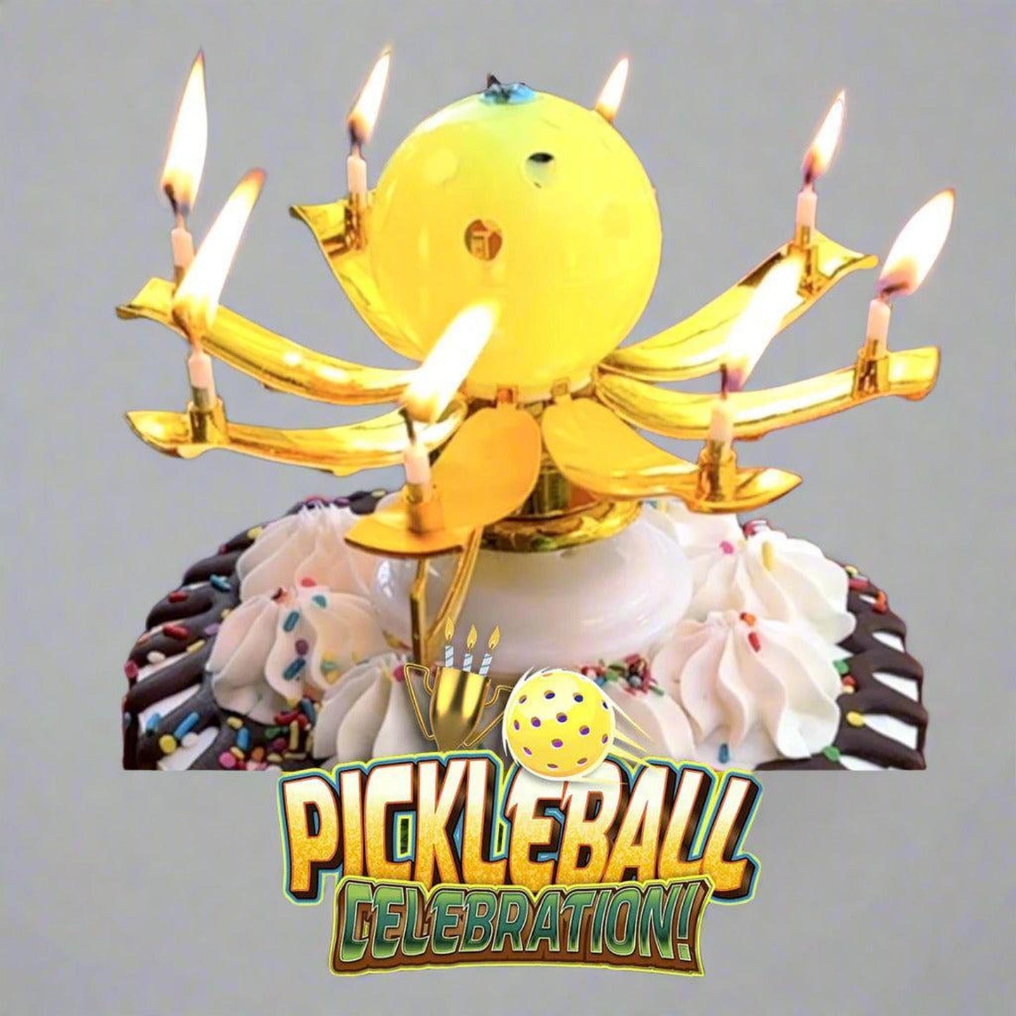 Celebration Musical Pickleball Candle Toppers | Fun Pickleball Gifts