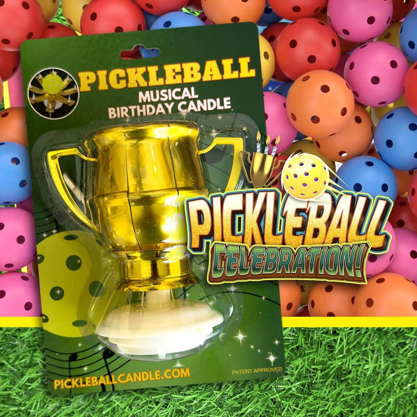 Celebration Musical Pickleball Candle Toppers | Fun Pickleball Gifts