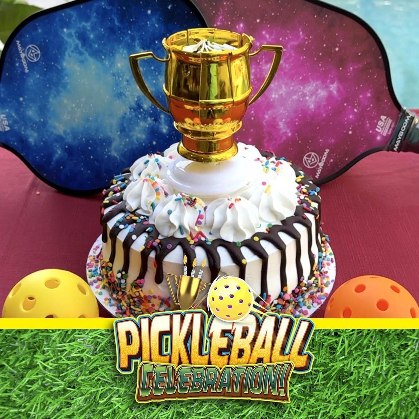 Celebration Musical Pickleball Candle Toppers | Fun Pickleball Gifts