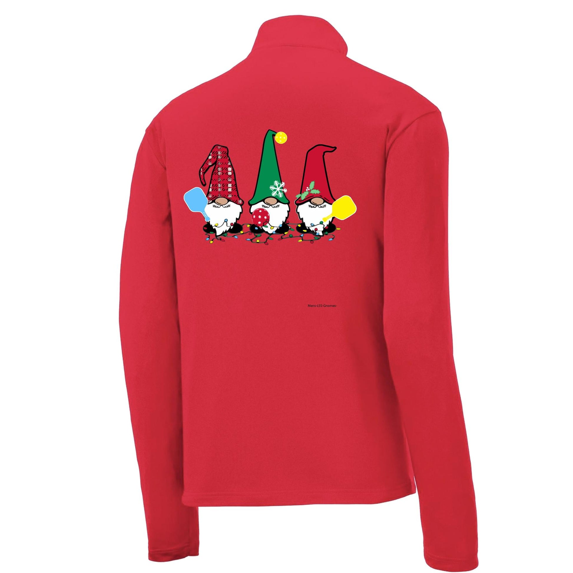 Christmas Gnomes | Men's 1/4 Zip Long Sleeve Pullover Athletic Performance Shirt | 100% Polyester