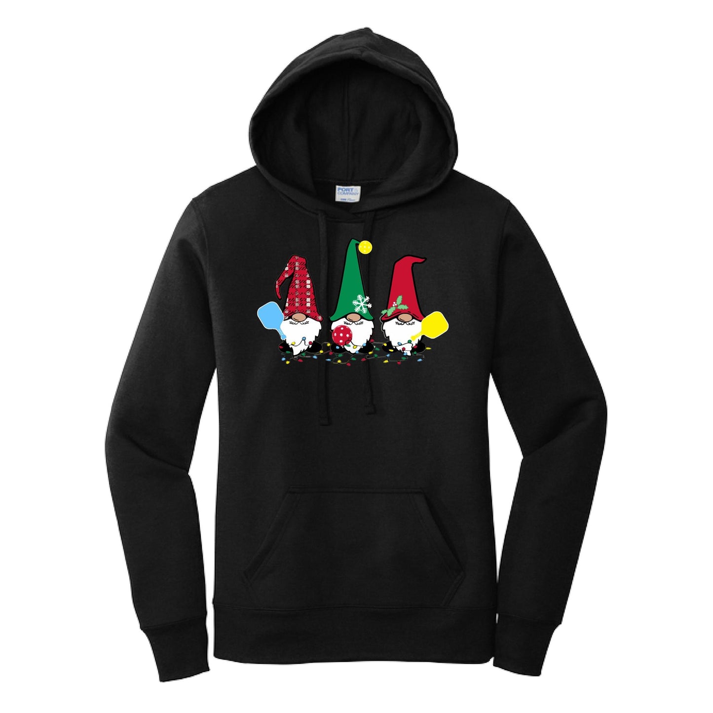 Christmas Gnomes | Women’s Fitted Hoodie Pickleball Sweatshirt | 50% Cotton 50% Poly Fleece