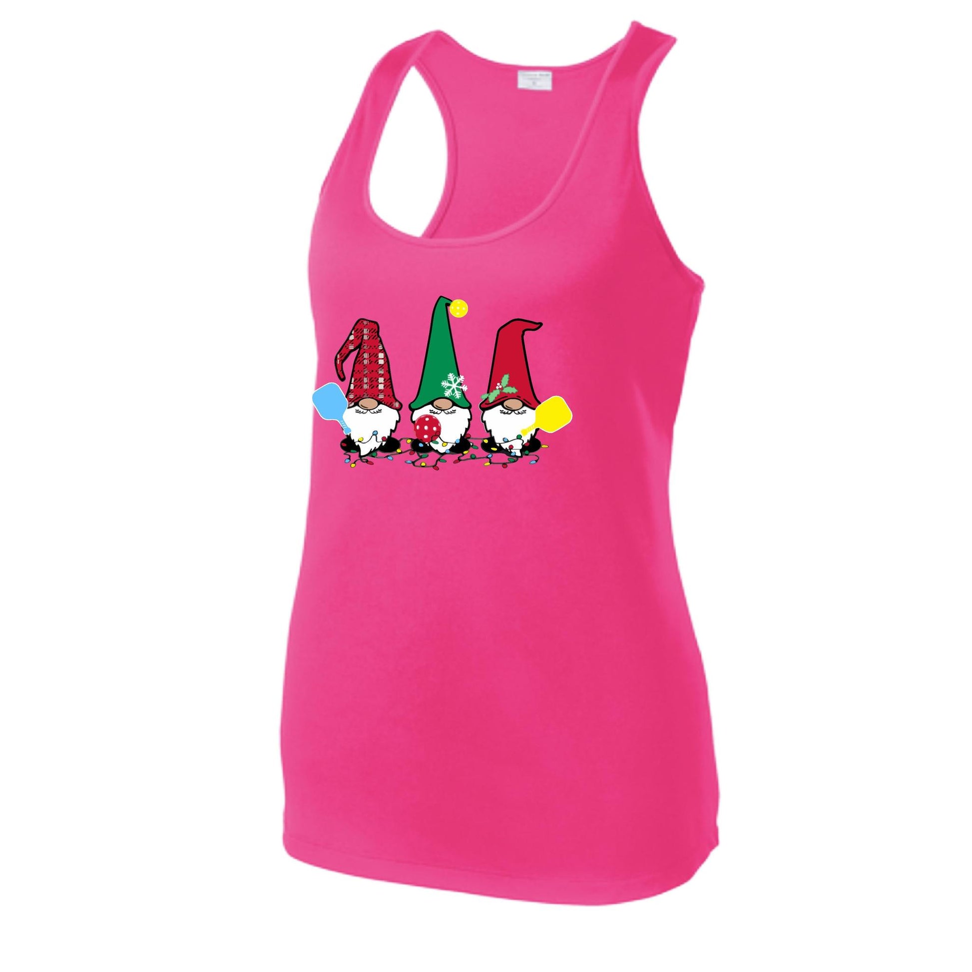 Christmas Gnomes | Women's Racerback Pickleball Performance Tank | 100% Polyester