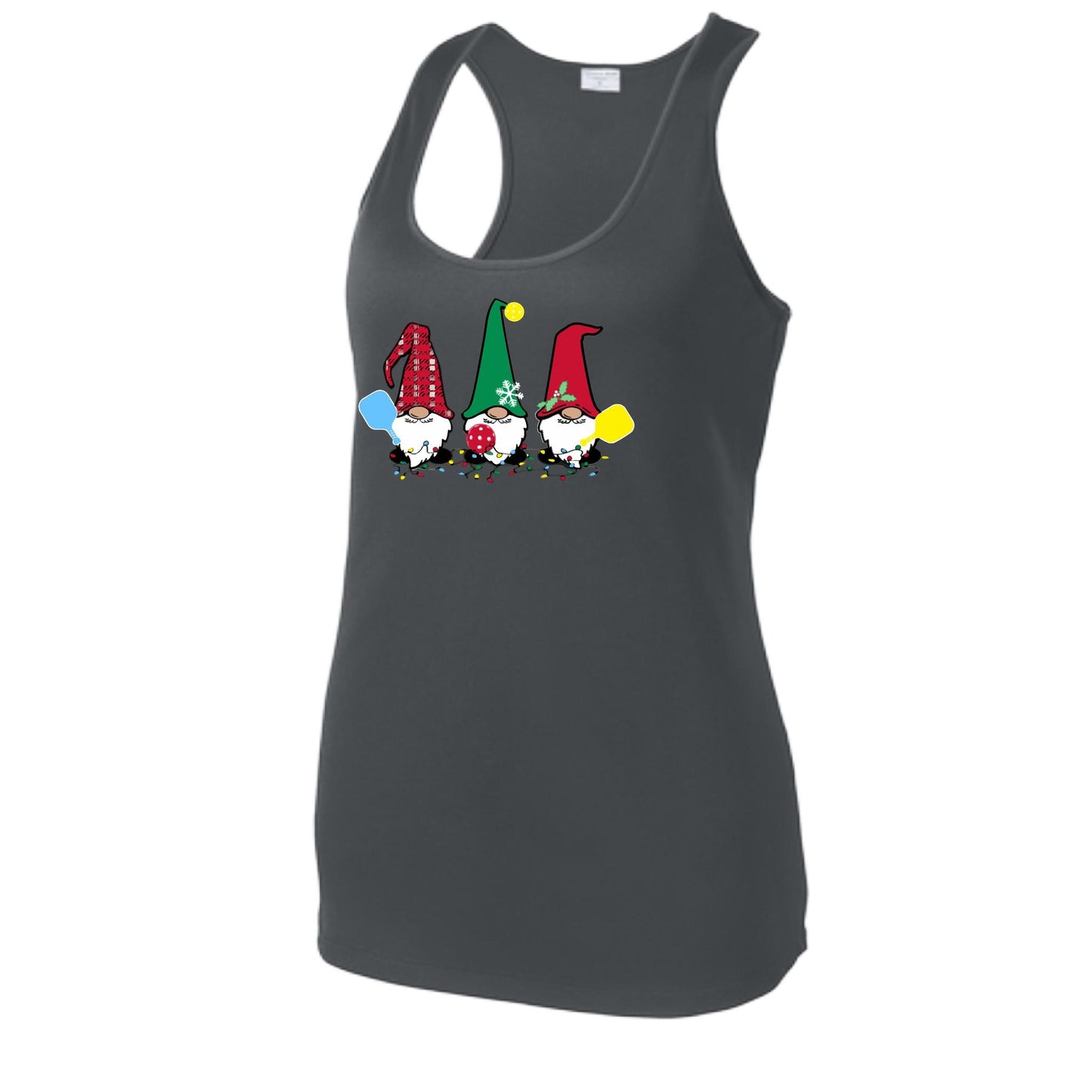 Christmas Gnomes | Women's Racerback Pickleball Performance Tank | 100% Polyester