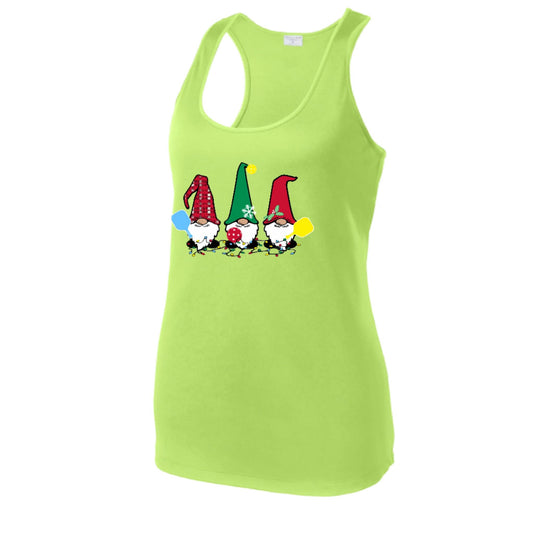 Christmas Gnomes | Women's Racerback Pickleball Performance Tank | 100% Polyester