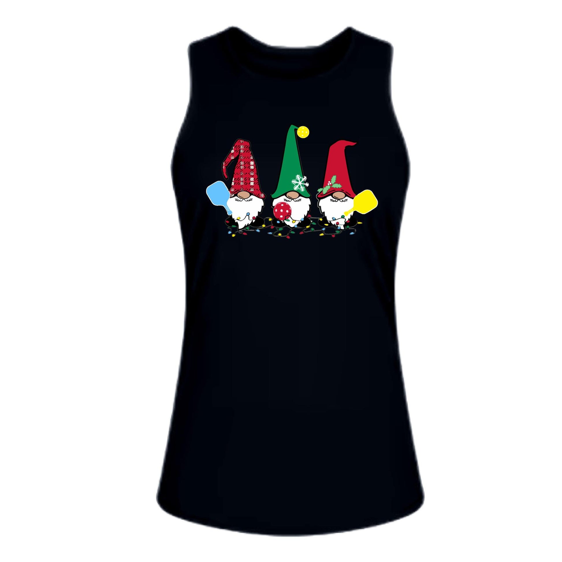 Christmas Gnomes | Women's Split Back or Tied Back Pickleball Performance Tank | 80/20 Nylon Spandex Mix