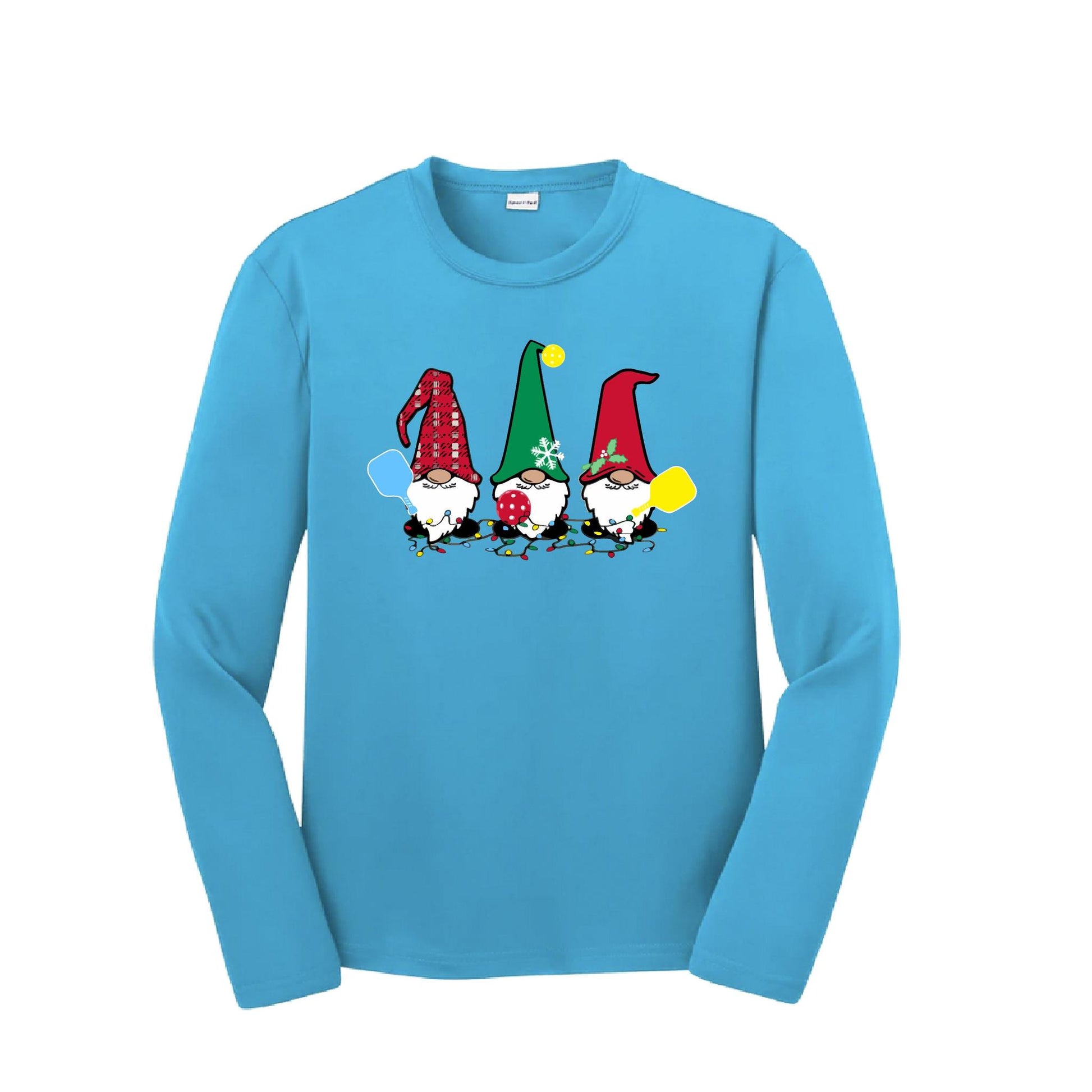 Christmas Gnomes | Youth Long Sleeve Pickleball Performance T-Shirts | 100% Polyester