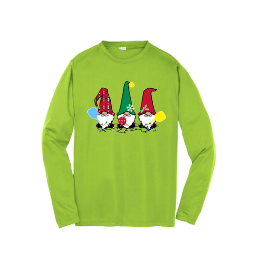 Christmas Gnomes | Youth Long Sleeve Pickleball Performance T-Shirts | 100% Polyester