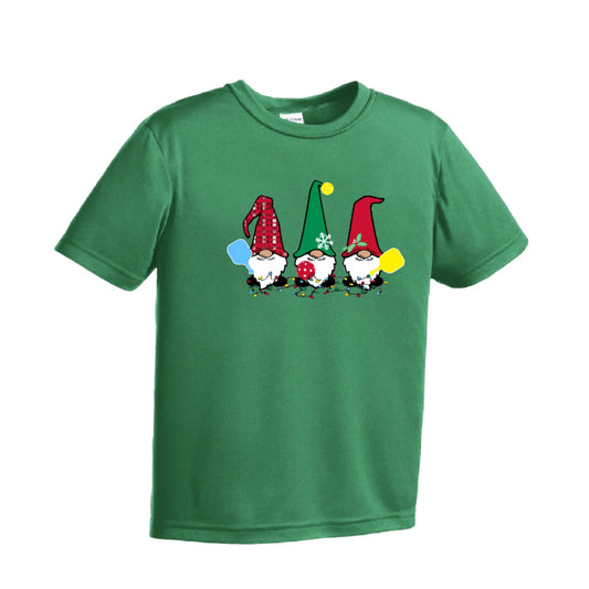 Christmas Gnomes | Youth Short Sleeve Pickleball Performance T-Shirts | 100% Polyester