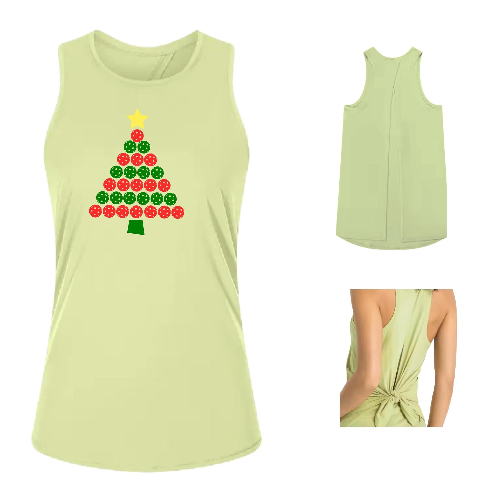 Christmas Tree | Clearance Women's Split Back or Tied Back Pickleball Tank | 80/20 Nylon Spandex Mix
