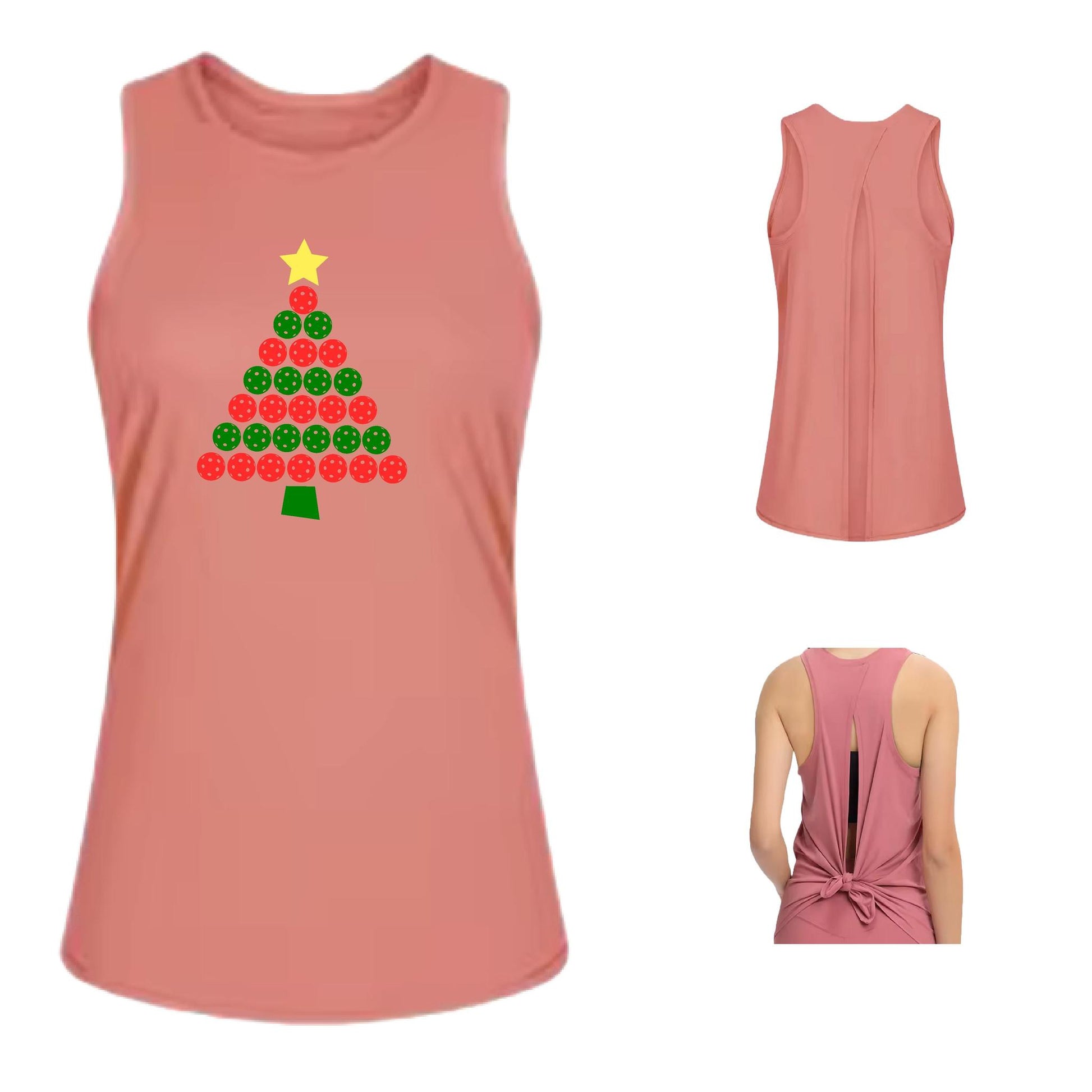 Christmas Tree | Clearance Women's Split Back or Tied Back Pickleball Tank | 80/20 Nylon Spandex Mix