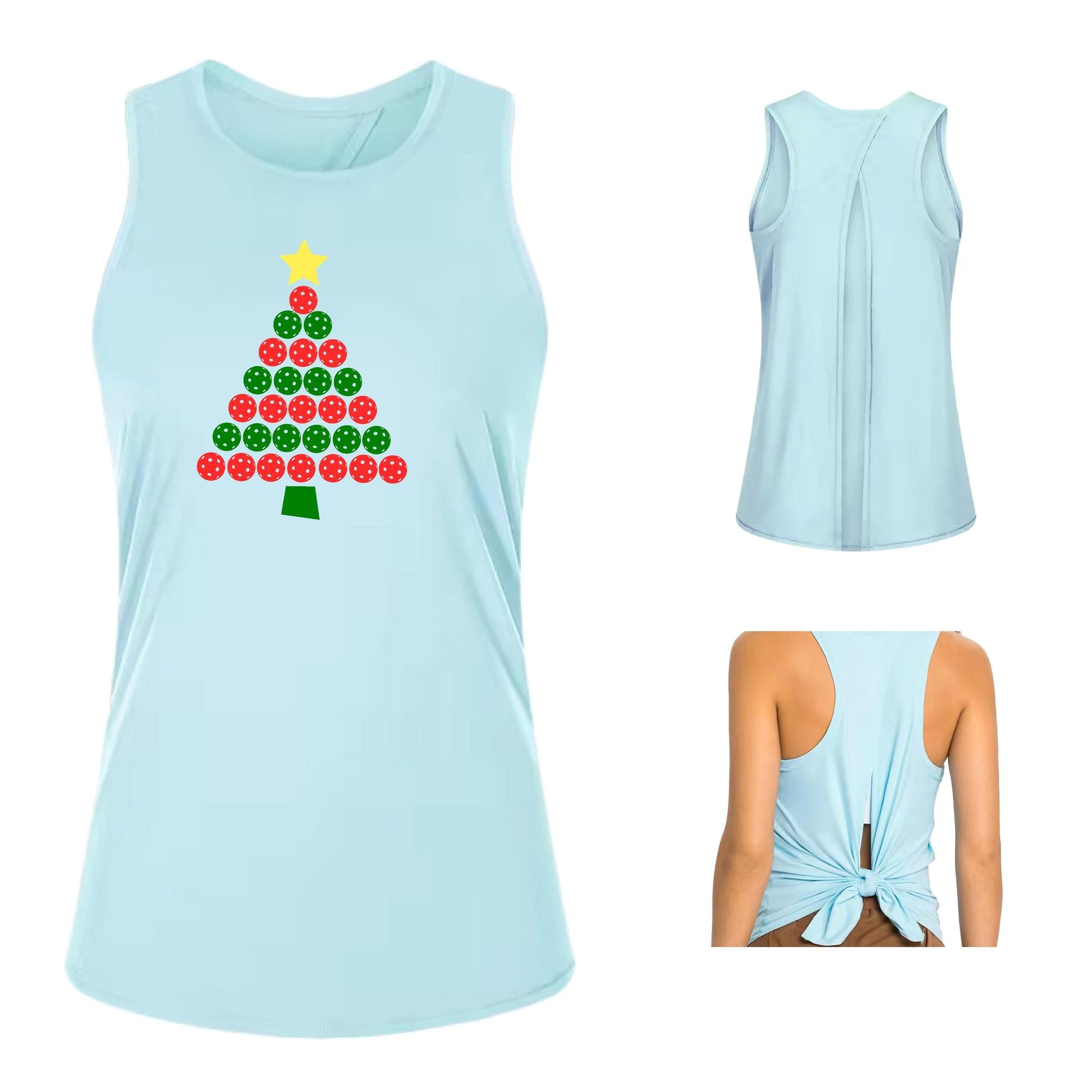 Christmas Tree | Clearance Women's Split Back or Tied Back Pickleball Tank | 80/20 Nylon Spandex Mix