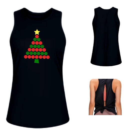 Christmas Tree | Clearance Women's Split Back or Tied Back Pickleball Tank | 80/20 Nylon Spandex Mix