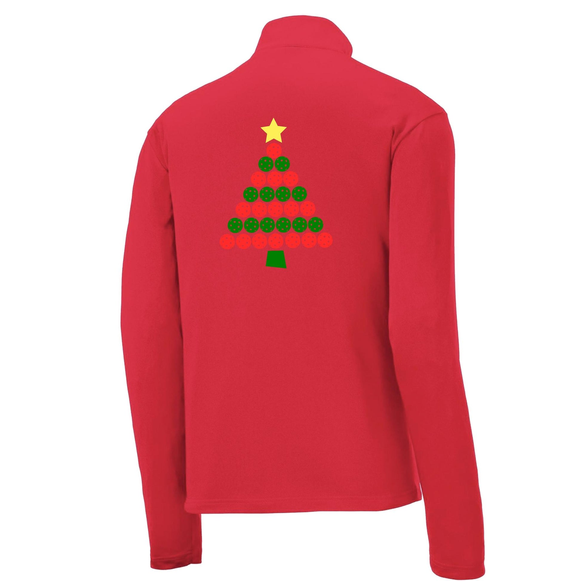 Christmas Tree | Men's 1/4 Zip Long Sleeve Pullover Athletic Performance Shirt | 100% Polyester