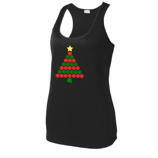 Christmas Tree | Women's Racerback Pickleball Performance Tank | 100% Polyester