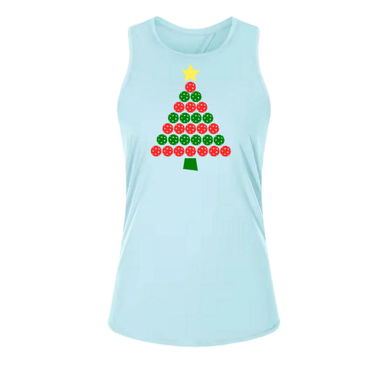 Christmas Tree | Women's Split Back or Tied Back Pickleball Performance Tank | 80/20 Nylon Spandex Mix