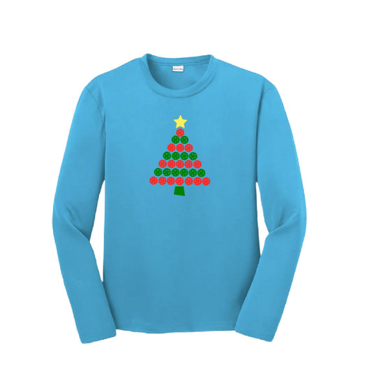 Christmas Tree | Youth Long Sleeve Pickleball Performance T-Shirts | 100% Polyester