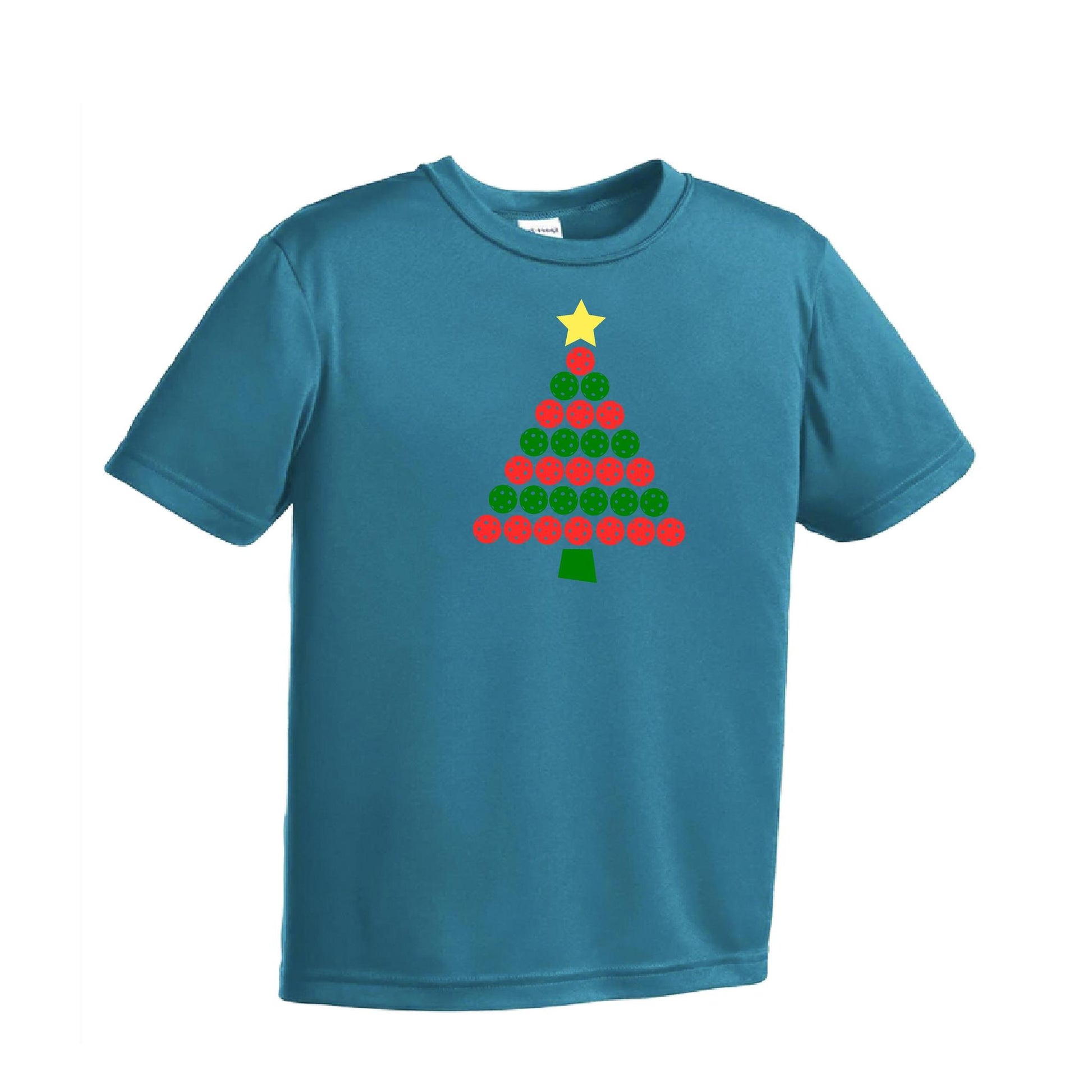 Christmas Tree | Youth Short Sleeve Pickleball Performance T-Shirts | 100% Polyester