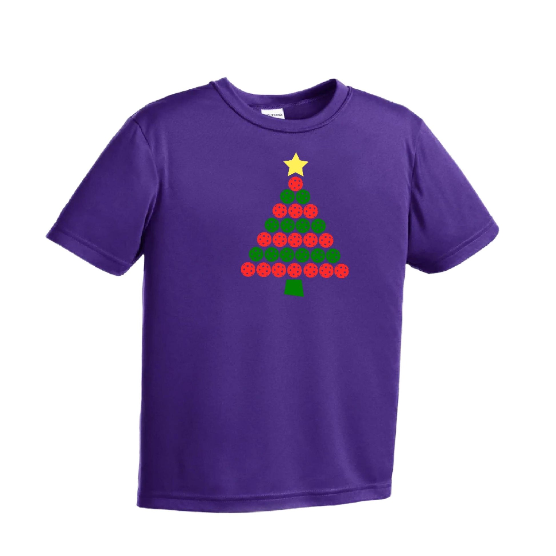 Christmas Tree | Youth Short Sleeve Pickleball Performance T-Shirts | 100% Polyester