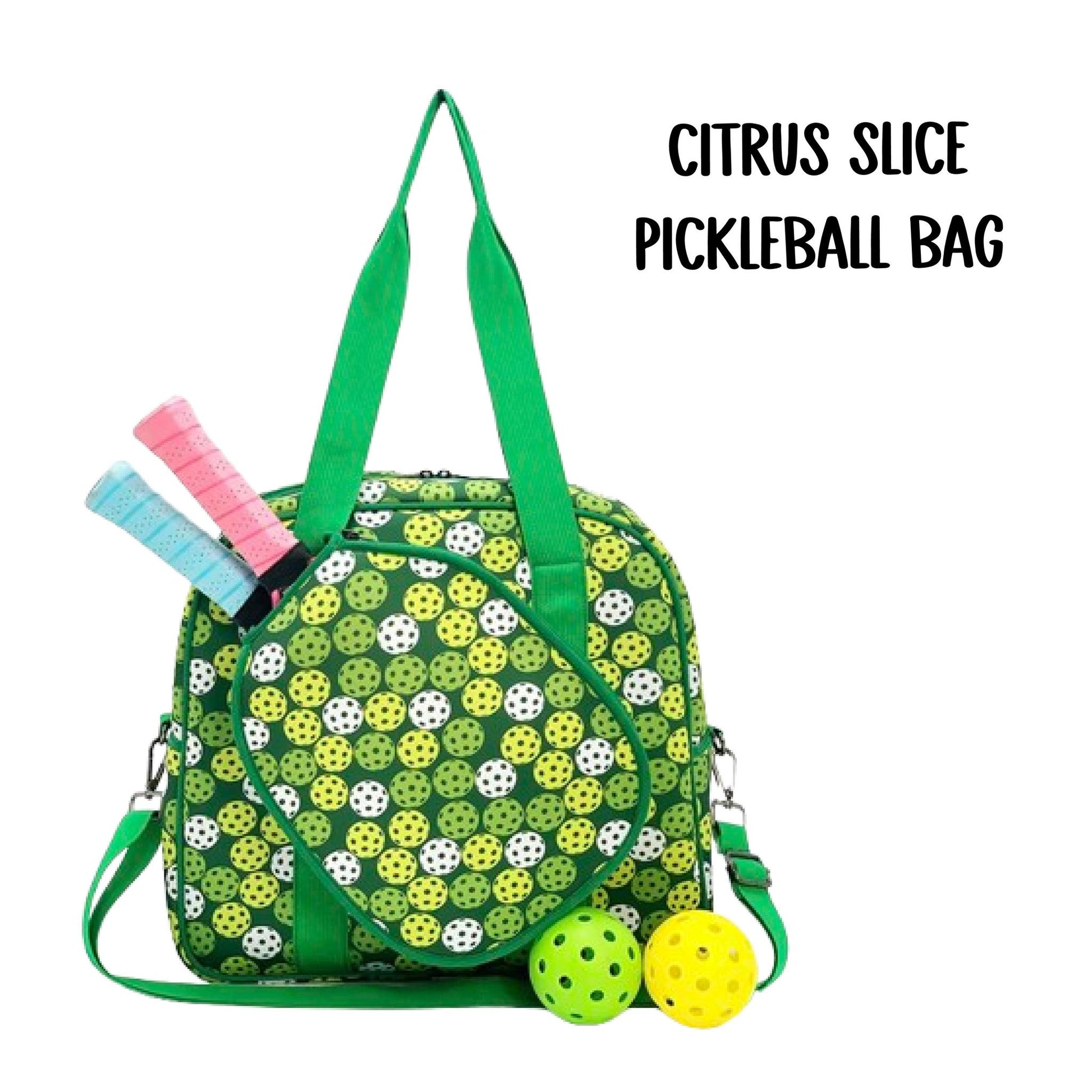 "Citrus Slice" Green and Yellow Pickleball Bag (Free Customization) | Pickleball Sports Bag | Medium Size Court Bag