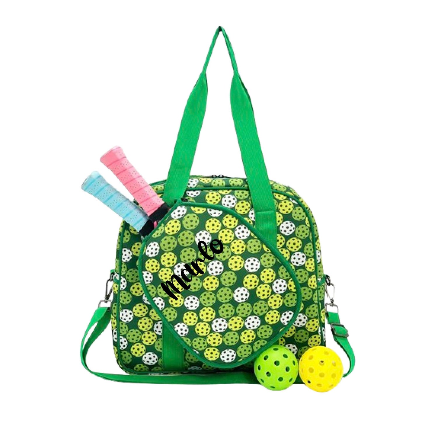 "Citrus Slice" Green and Yellow Pickleball Bag (Free Personalization) | Pickleball Sports Bag | Medium Size Court Bag