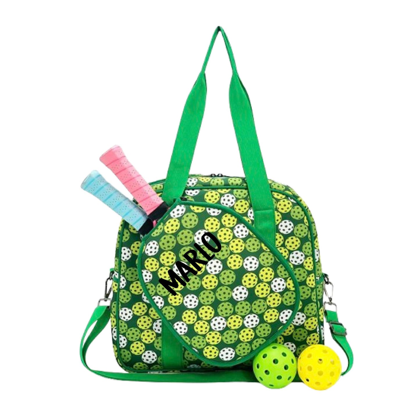 "Citrus Slice" Green and Yellow Pickleball Bag (Free Personalization) | Pickleball Sports Bag | Medium Size Court Bag